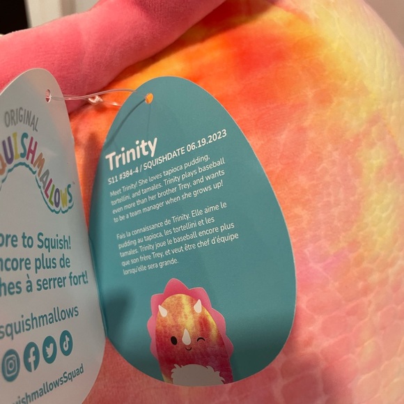 Squishmallows 16" Trinity Pink Tie-Dye Triceratops with Fuzzy Belly Large Plush - Picture 8 of 12